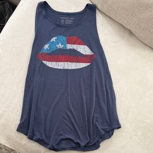 USA flag lips kiss loose fitting tank